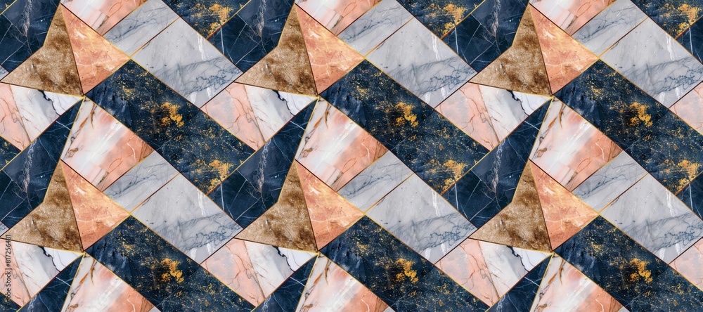 Abstract geometric pattern with marble and gold triangle textures for luxury design Abstract geometric pattern with marble and gold triangle textures for luxury design