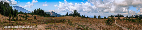Panoramic View of Mt Bachelor and the Broken Top Trail, Three Sisters Wilderness, Oregon