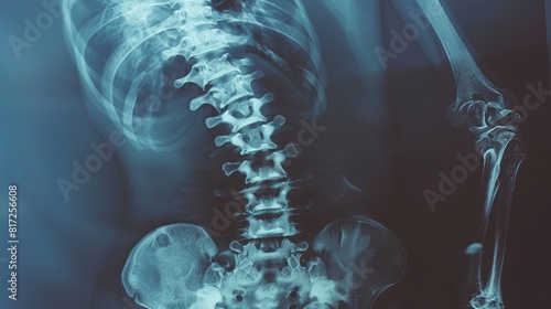  X-ray of a human spine and pelvis photo