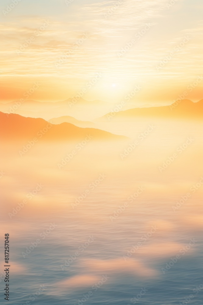 A misty sunrise over the ocean with fog obscuring the view. A misty sunrise over the ocean with fog obscuring the view.