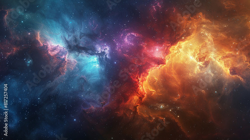 Breathtaking Landscape Photo of a Colorful Space Nebula Capturing the Vibrant Beauty and  Wonders of the Cosmos