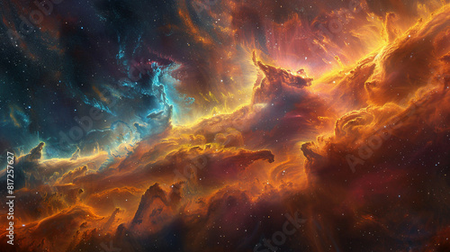 Breathtaking Landscape Photo of a Colorful Space Nebula Capturing the Vibrant Beauty and  Wonders of the Cosmos