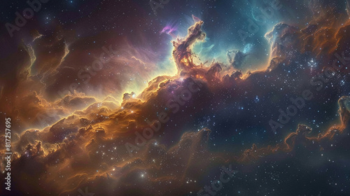 Breathtaking Landscape Photo of a Colorful Space Nebula Capturing the Vibrant Beauty and  Wonders of the Cosmos