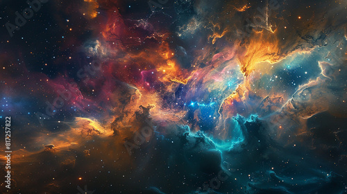 Breathtaking Landscape Photo of a Colorful Space Nebula Capturing the Vibrant Beauty and  Wonders of the Cosmos © Pixel