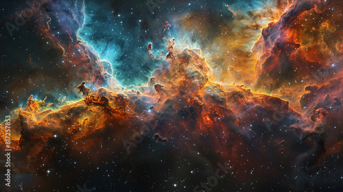 Breathtaking Landscape Photo of a Colorful Space Nebula Capturing the Vibrant Beauty and  Wonders of the Cosmos © Pixel