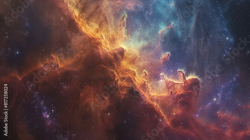 Breathtaking Landscape Photo of a Colorful Space Nebula Capturing the Vibrant Beauty and  Wonders of the Cosmos