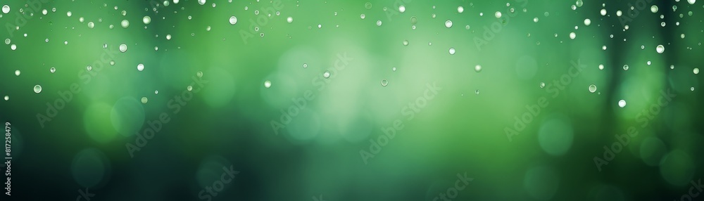 A green bokeh background with raindrops perfect as a copy space