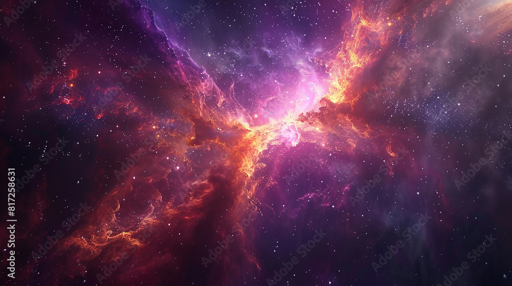 Fototapeta premium Breathtaking Landscape Photo of a Colorful Space Nebula Capturing the Vibrant Beauty and Wonders of the Cosmos