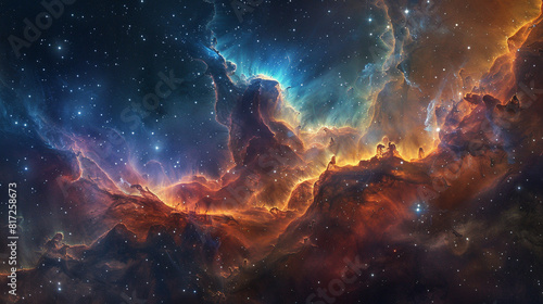 Breathtaking Landscape Photo of a Colorful Space Nebula Capturing the Vibrant Beauty and  Wonders of the Cosmos