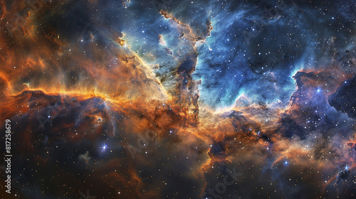 Breathtaking Landscape Photo of a Colorful Space Nebula Capturing the Vibrant Beauty and  Wonders of the Cosmos