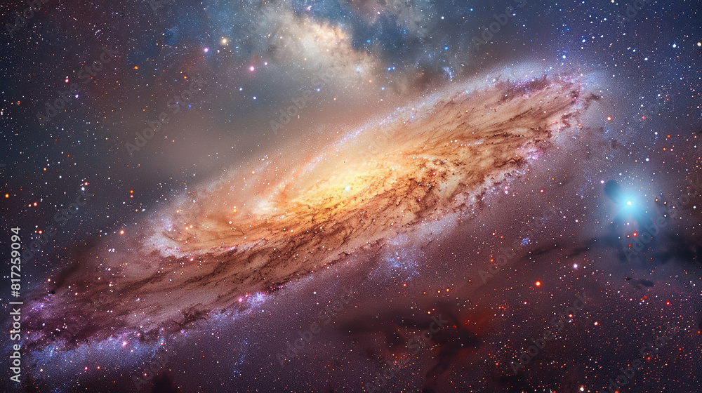 Fototapeta premium Stunning Landscape Photo of a Majestic Galaxy Capturing the Awe-Inspiring Beauty and Vast Wonders of the Cosmos in Vivid Detail