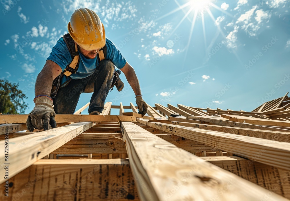 construction of a frame house in America construction of a frame house in America