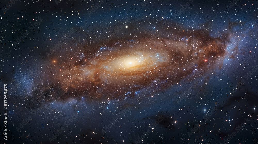 Fototapeta premium Stunning Landscape Photo of a Majestic Galaxy Capturing the Awe-Inspiring Beauty and Vast Wonders of the Cosmos in Vivid Detail