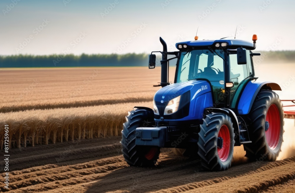 Fototapeta premium Close-up. A tractor is digging up a field. Agriculture concept