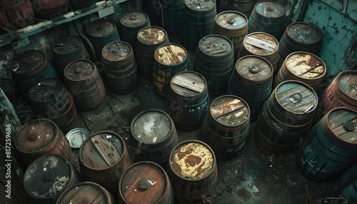 Image of old wooden barrels