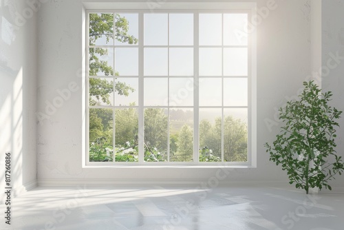 Window Wall. Abstract Three-Dimensional Interior Design with Scandinavian Comfort