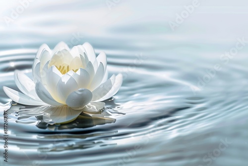 Water Flower. Zen Flower Floating in Tranquil Water for Relaxation and Peaceful Spa Concept