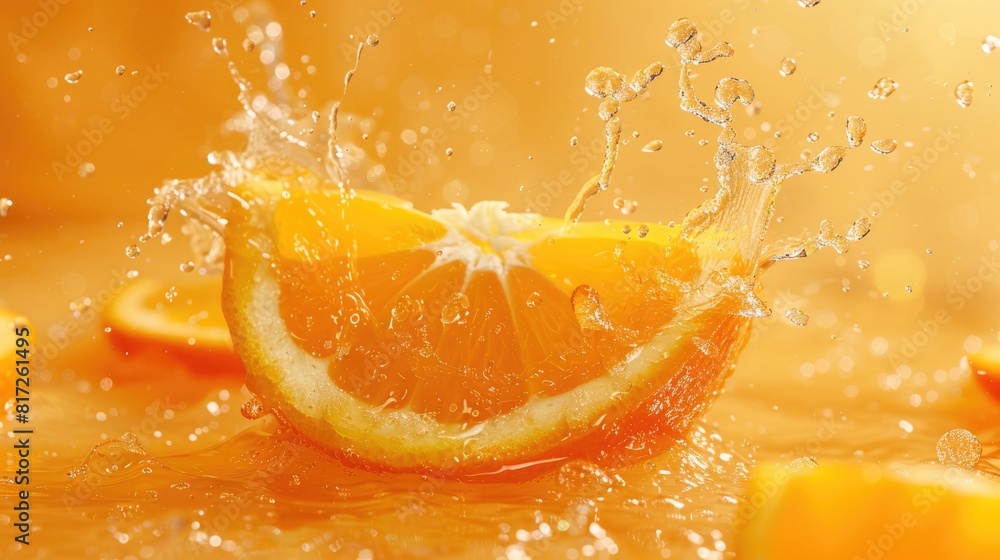 Water Orange. Fresh Orange Juice Splash with Water on Background, Healthy and Refreshing Water Orange. Fresh Orange Juice Splash with Water on Background, Healthy and Refreshing