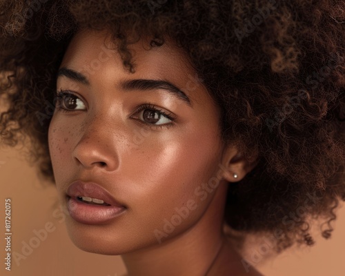 Skin And Hair. Black Woman Portrait for Beauty and Skincare with Natural Afro Hair