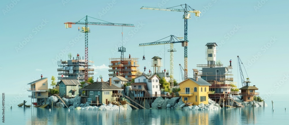Fototapeta premium construction plan architecture miniature architect
