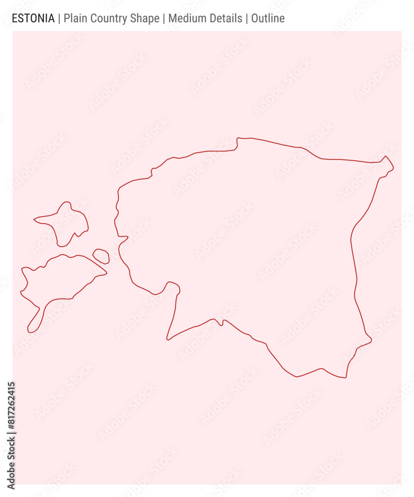 Estonia plain country map. Medium details. Outline style. Shape of Estonia. Vector illustration. Estonia plain country map. Medium details. Outline style. Shape of Estonia. Vector illustration.