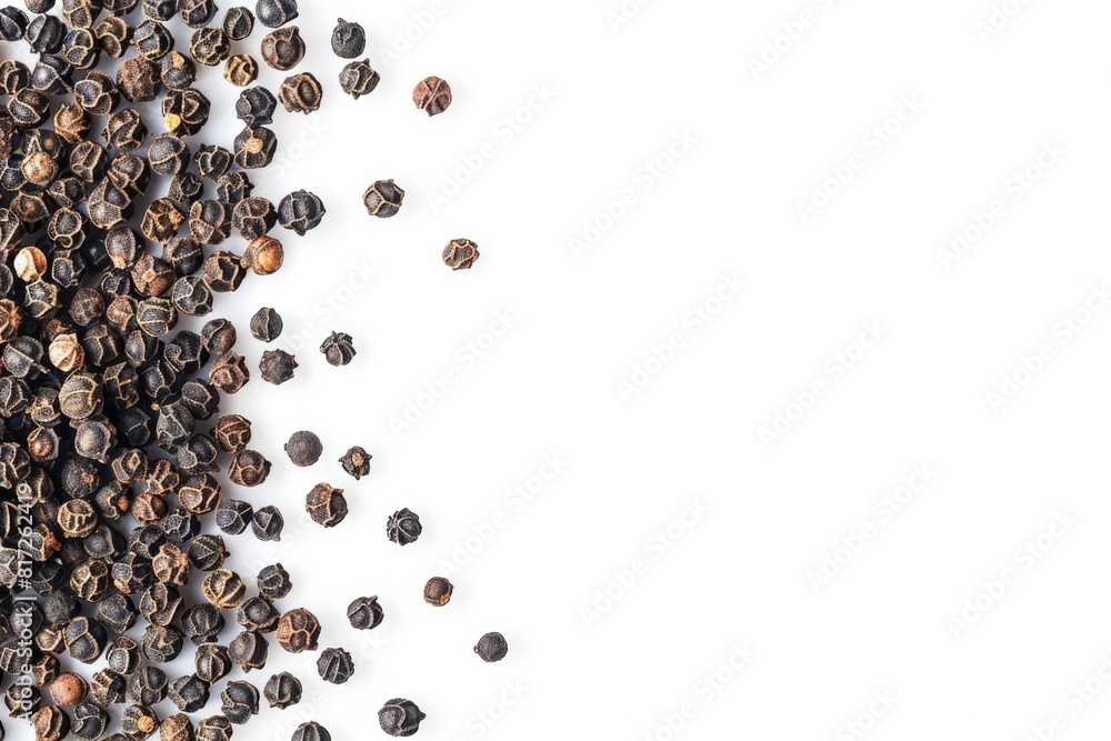 Pepper Background. Top View of Black Pepper Pile on White Isolated Background Pepper Background. Top View of Black Pepper Pile on White Isolated Background