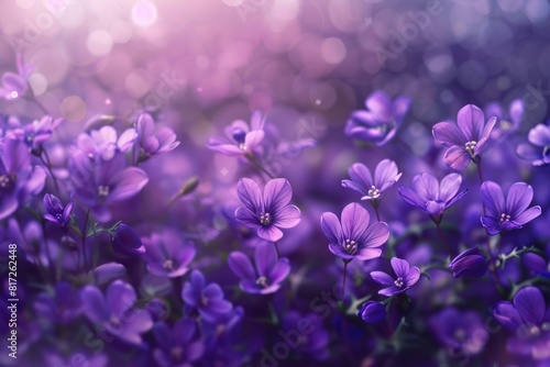 Spring Purple Flowers. Abstract Blossoming Floral Background
