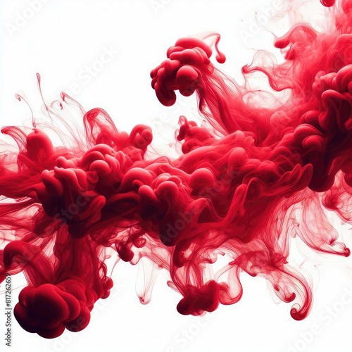 Red smoke isolated on a white background 