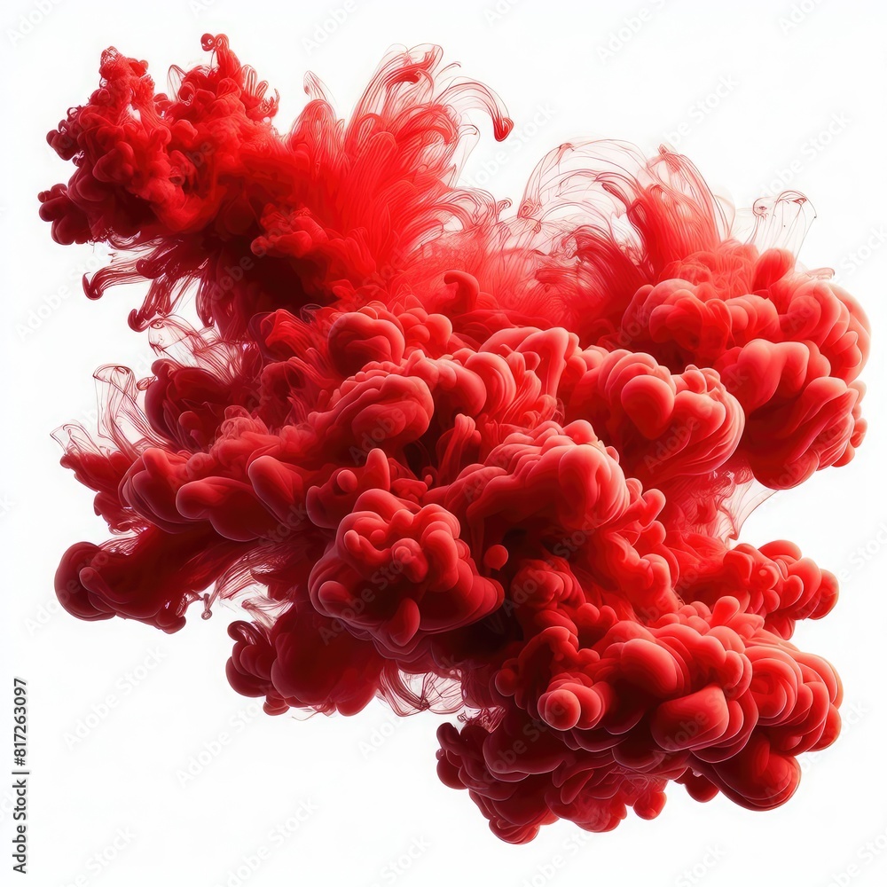 Obraz premium Red smoke isolated on a white background 