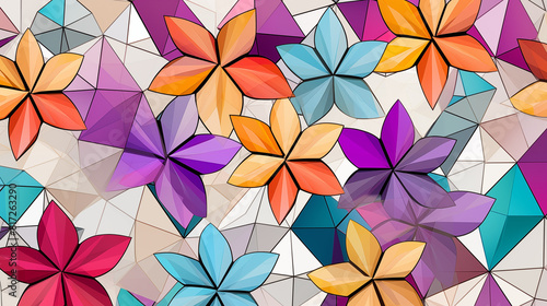 Abstract Image  Geometric Flowers  Floral  Pattern Style  For Background  Wallpaper  Desktop Background  Smartphone Cell Phone Case  Computer Screen  Cell Phone Screen  Smartphone Screen  16 9 Format 