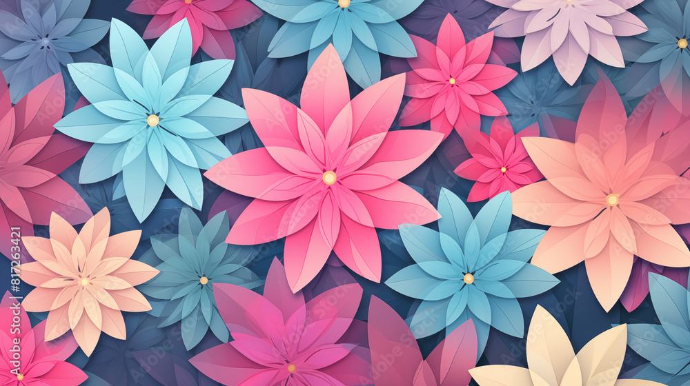 Abstract Image, Geometric Flowers, Floral, Pattern Style, For Background, Wallpaper, Desktop Background, Smartphone Cell Phone Case, Computer Screen, Cell Phone Screen, Smartphone Screen, 16:9 Format 