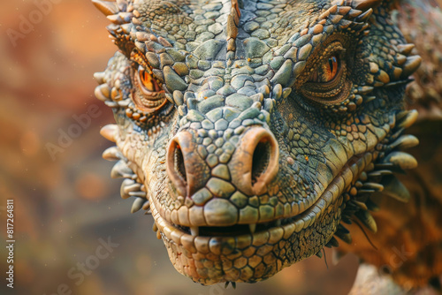 A green dragon with a menacing look on its face