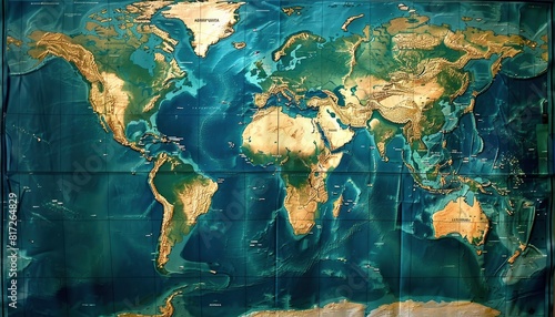 Image of the world map as seen from the top