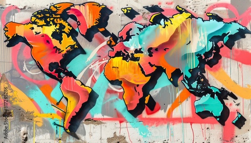 Image of the world map as seen from the top