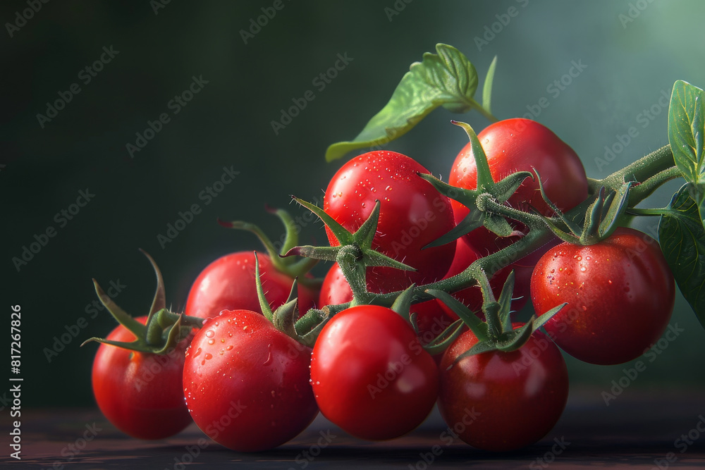 A bunch of red tomatoes are sitting on a table A bunch of red tomatoes are sitting on a table