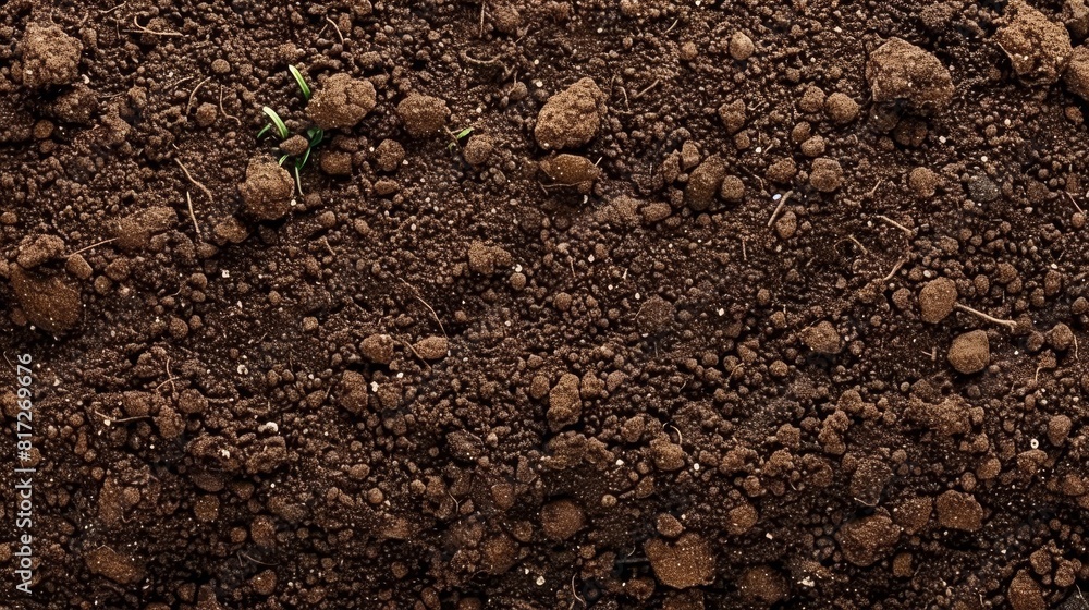A tight shot of dirt-covered ground dotted with tiny pebbles, featuring a solitary plant sprout in its center A tight shot of dirt-covered ground dotted with tiny pebbles, featuring a solitary plant sprout in its center
