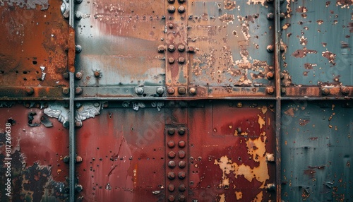 Steel plate wall, as seen from an angle photo