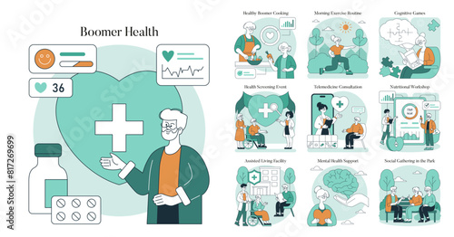 Boomer Health. Flat Vector Illustration