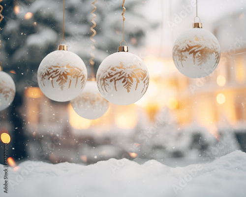 Christmas card template. Happy New year backdrop. Beautiful gift box.