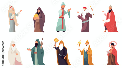 Set of fantasy arabic genies who grant wishes. Magi photo