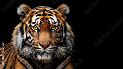  A tight shot of a tiger s eye against a dark backdrop  with the rest of its face hidden in shadows