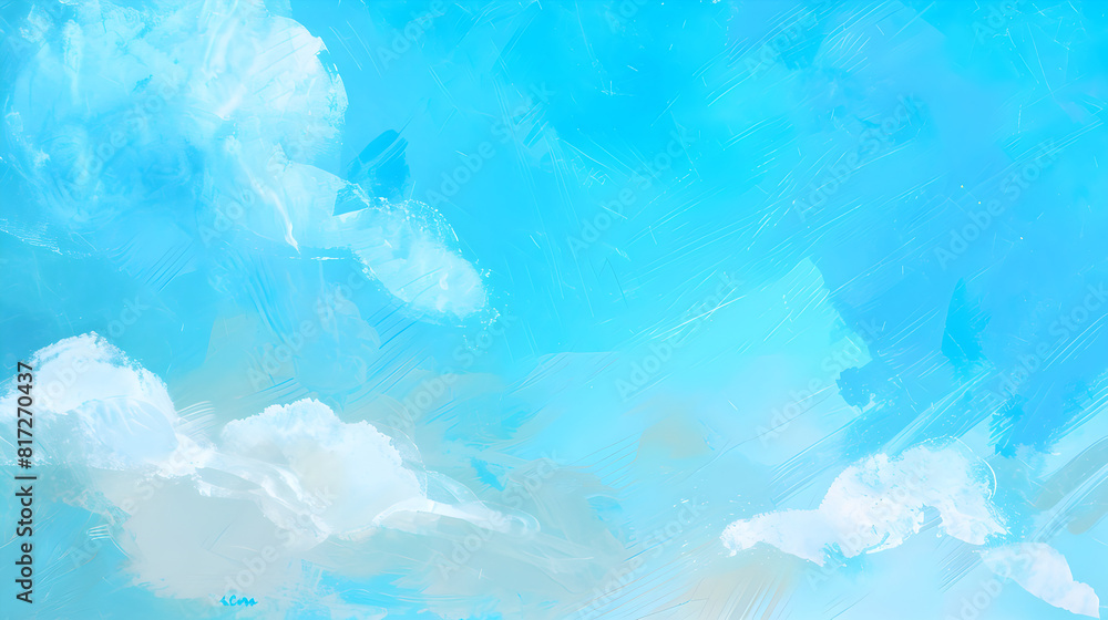 Serene blue, cyan sky and clouds horizontal backdrop, oil-painting style, ample copy space for your text Serene blue, cyan sky and clouds horizontal backdrop, oil-painting style, ample copy space for your text