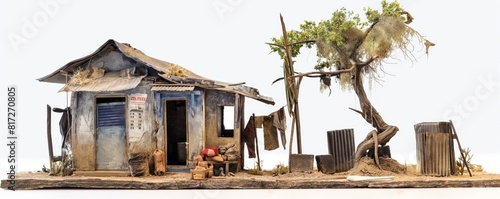 Miniature house model with detailed surroundings photo