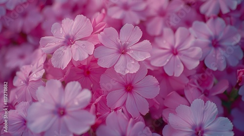  A cluster of pink flowers, surrounded by more pink flowers © Jevjenijs