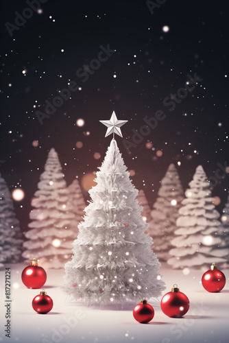 Christmas card template. Happy New year backdrop. Beautiful gift box.