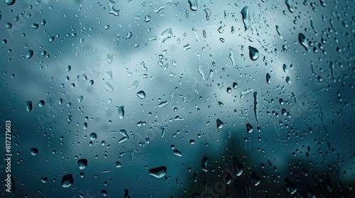 The overcast sky on a rainy day creates a captivating blend of gray and blue hues Raindrops elegantly pirouette playfully meeting the earth Sheets of clouds descend enveloping the world in 