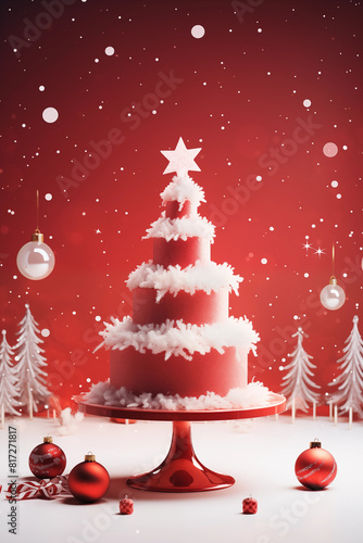 Christmas card template. Happy New year backdrop. Beautiful gift box.
