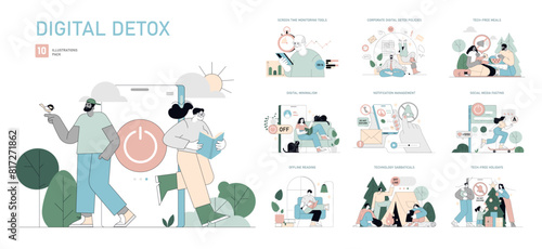 Digital Detox. Flat Vector Illustration