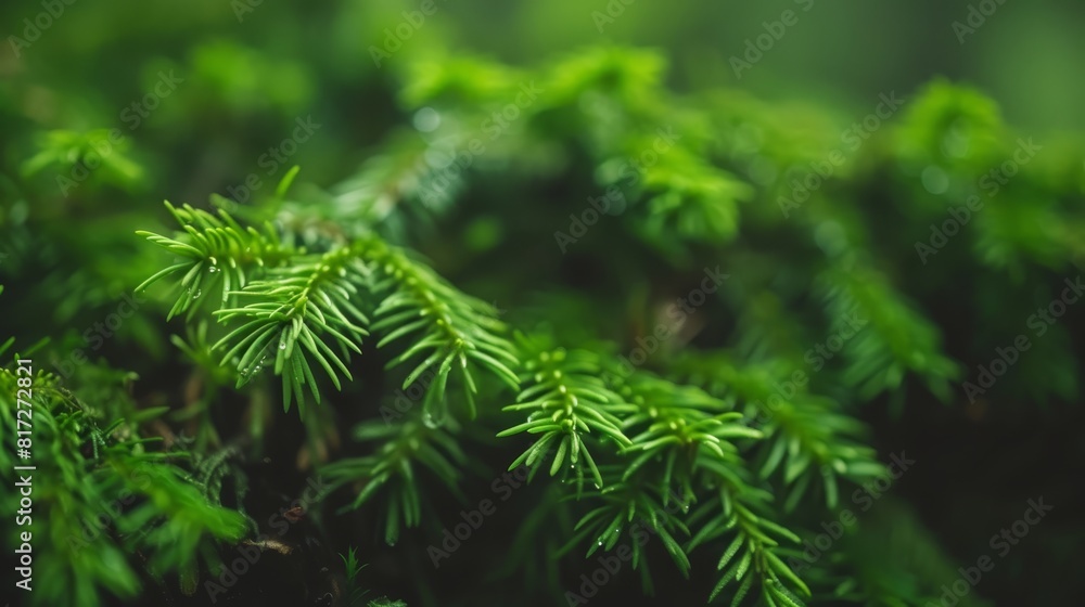 A tree branch with numerous green leaves in sharp focus, background softly blurred A tree branch with numerous green leaves in sharp focus, background softly blurred