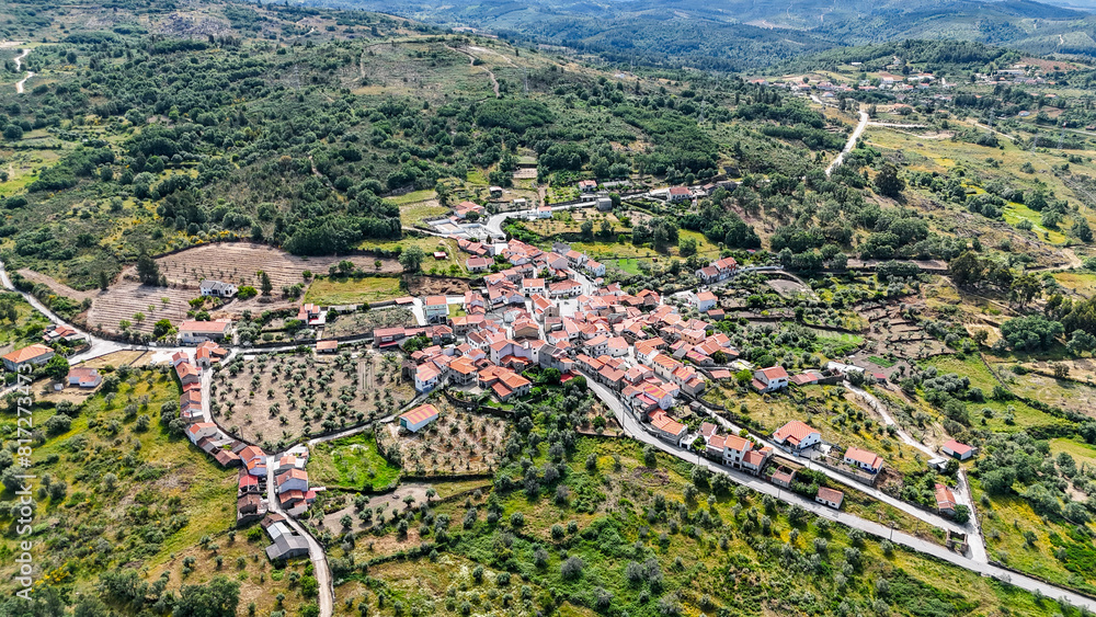 Aerial View of Moita Village near Sabugal, Portugal